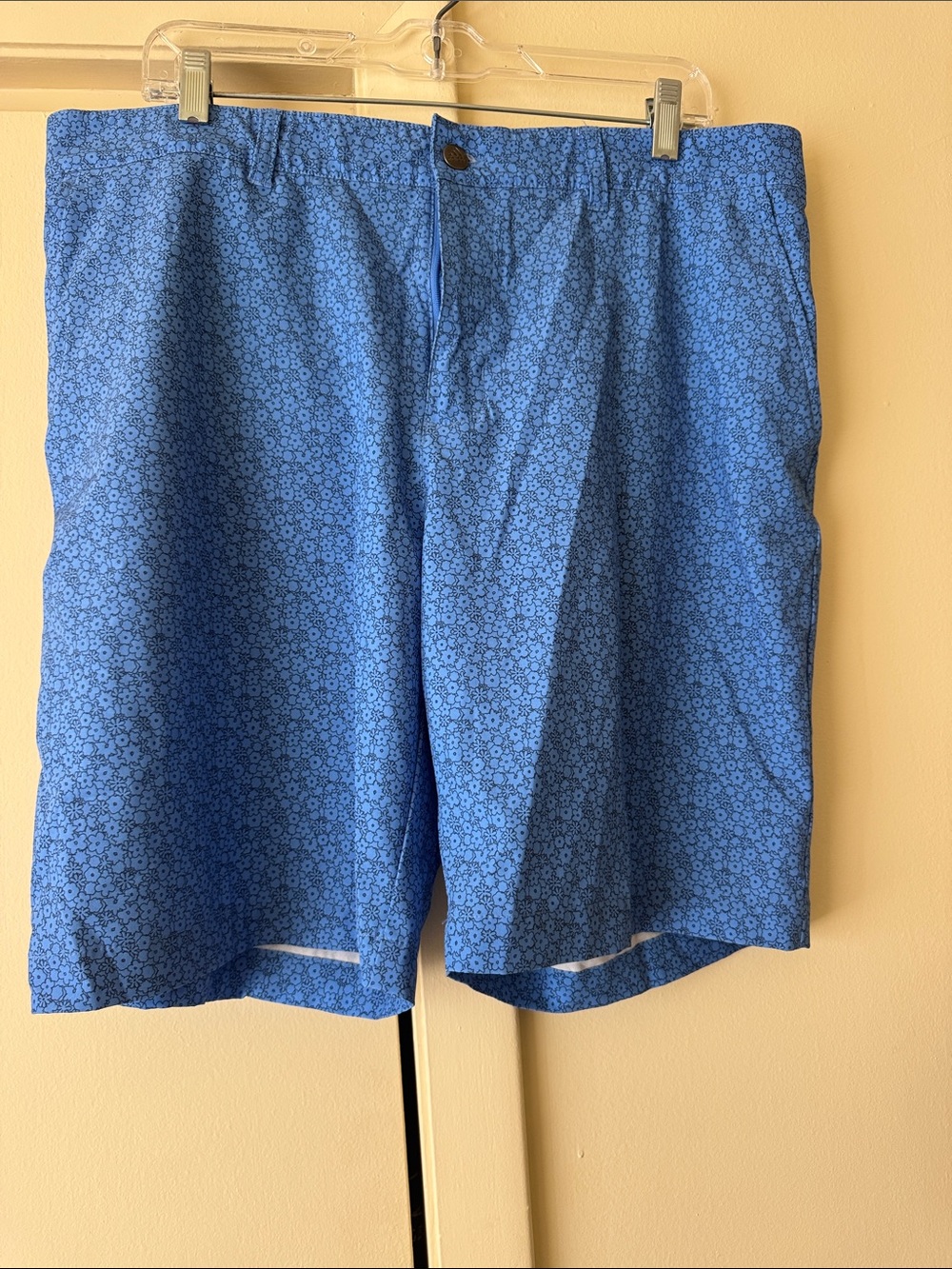 adidas Men's Blue Micro-Print Flat Front Shorts